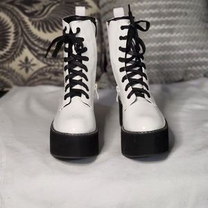 White platform boots